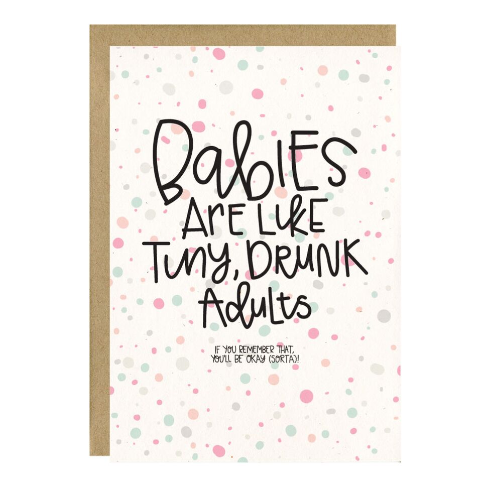 "Tiny Drunk Adults" Greeting Card - Crunch Natural Parenting is where to buy