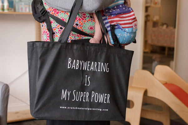 Babywearing is My Super Power Tote Bag - Crunch Natural Parenting is where to buy