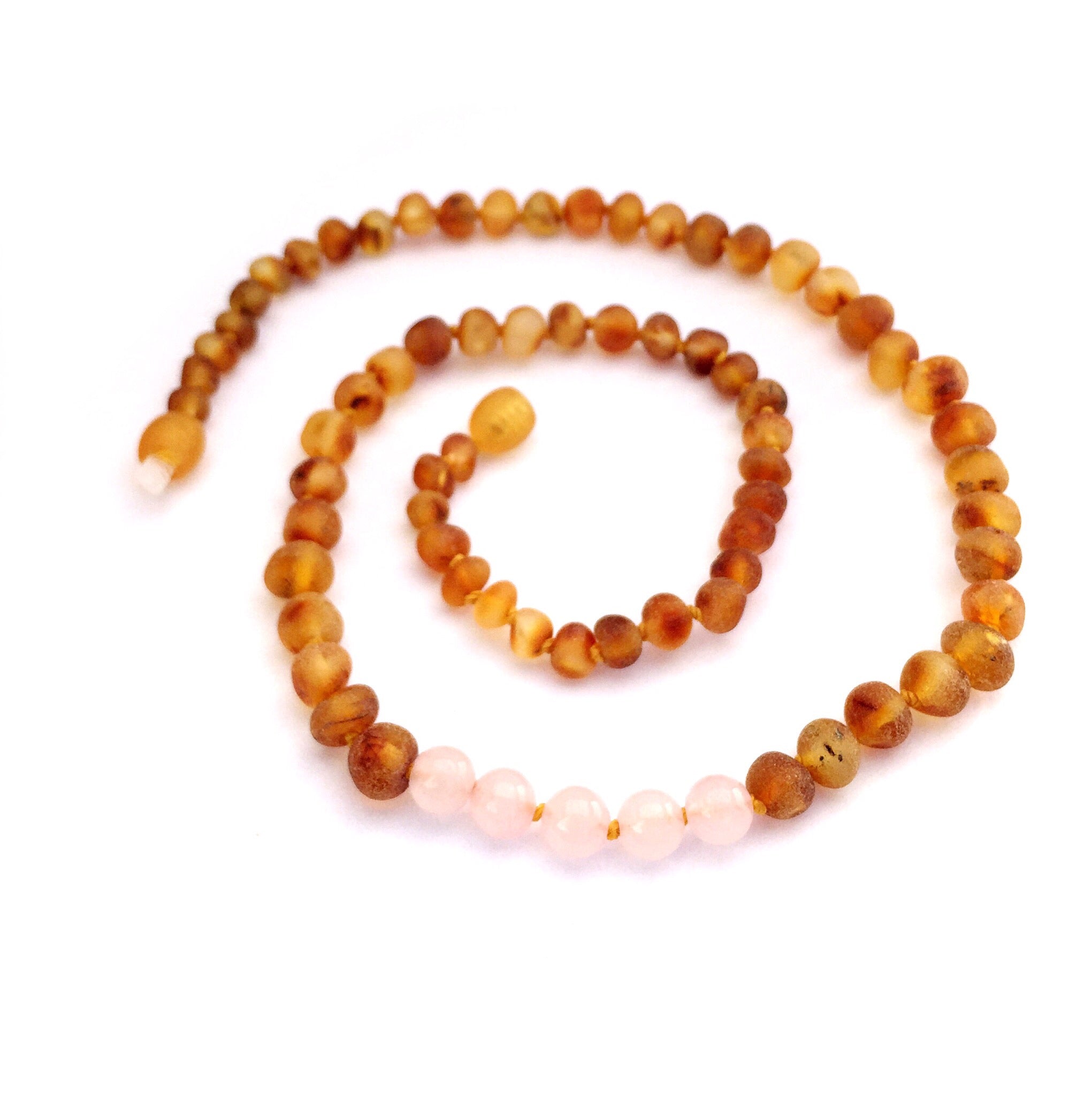 Amber and Rose Quartz Necklace - Crunch Natural Parenting is where to buy