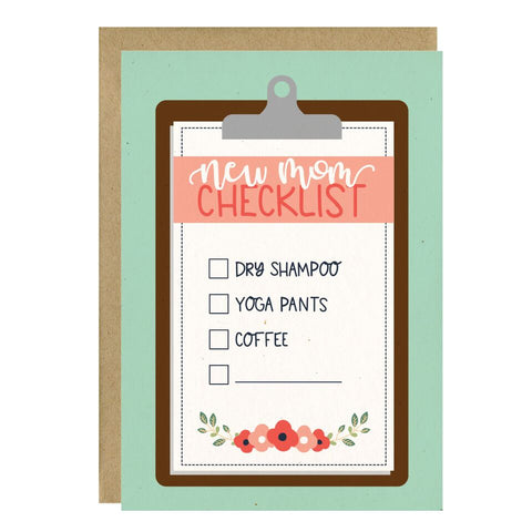 "New Mom Checklist" Baby Greeting Card - Crunch Natural Parenting is where to buy