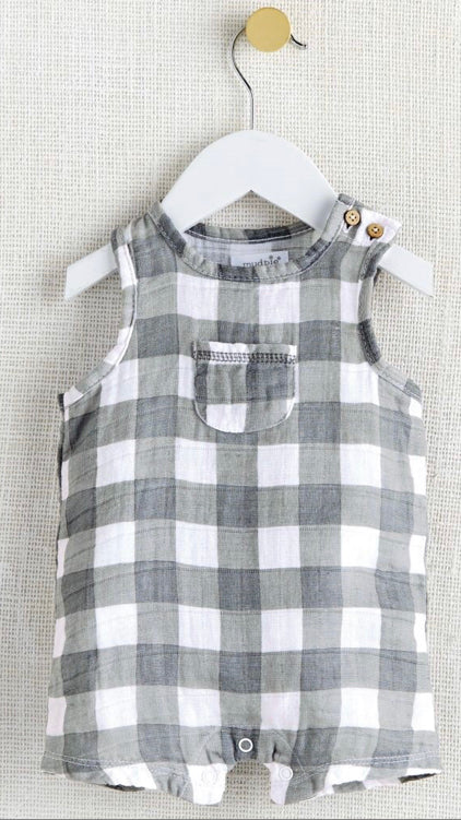 Mud Pie Gray Gingham Muslin Cotton Romper - Crunch Natural Parenting is where to buy