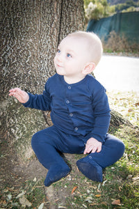 Organic Long Sleeve Jammies - Navy - Crunch Natural Parenting is where to buy